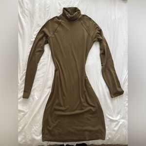 Forever 21 Olive Green Turtle Neck Mini Dress